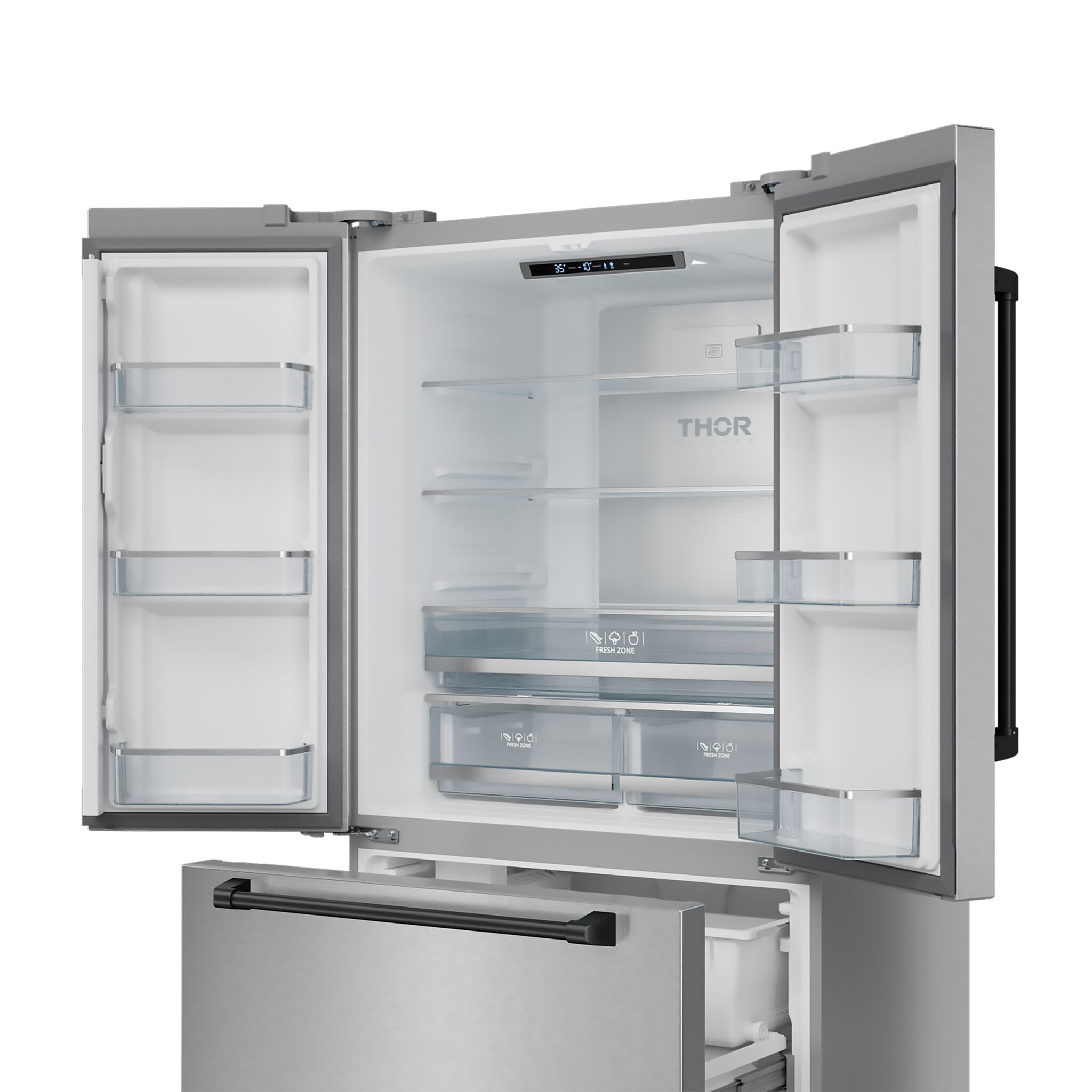 Thor Kitchen - Gordon Ramsay Collection 36" 20.3 Cu. Ft. Stainless Steel Counter-Depth French Door Refrigerator with Ice Maker - RF3621CTD99-BLK