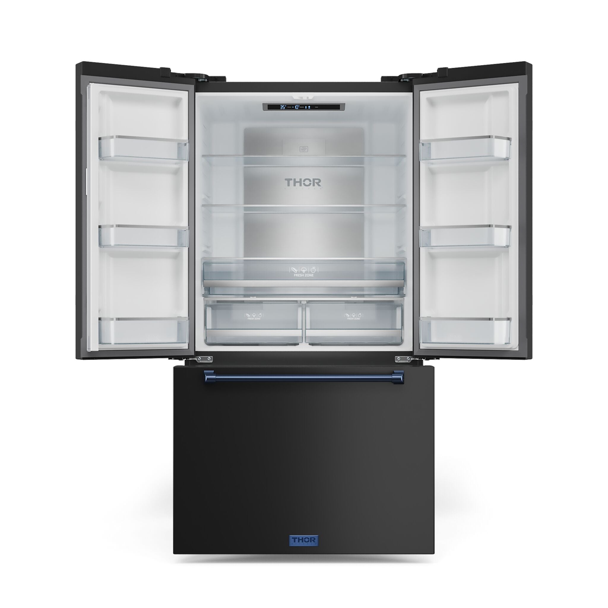 Thor Kitchen - Gordon Ramsay Collection 36" 20.3 Cu. Ft. Matte Black Counter-Depth French Door Refrigerator with Ice Maker - RF3621CTD00-BLU
