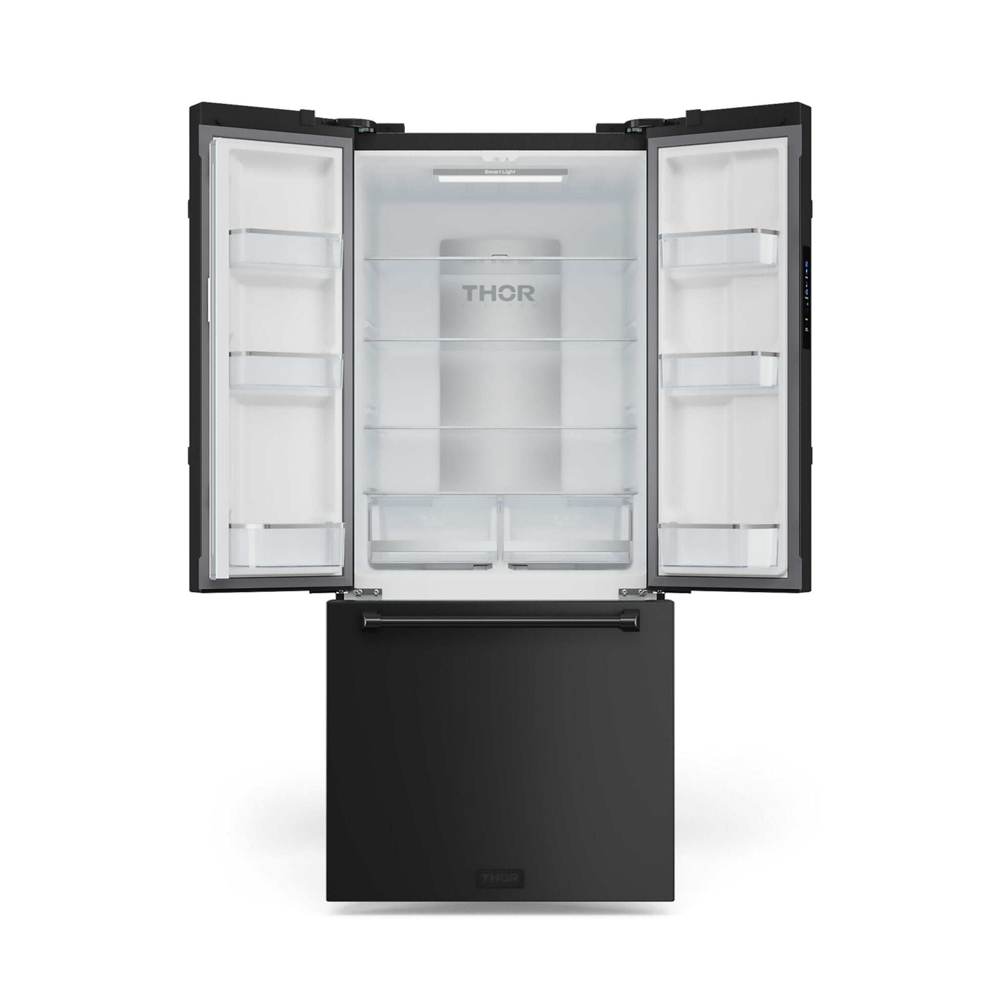 Thor Kitchen - Gordon Ramsay Collection 30" 17.5 Cu. Ft. Matte Black Counter-Depth French Door Refrigerator with Ice Maker - RF3017FFD00