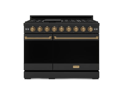 Thor Kitchen Black Stainless Steel Freestanding Professional Double Oven Gas Range|Gordon Ramsay Series (7 cu.ft.) - RSG48EB-BRZ