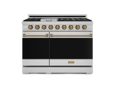 Thor Kitchen Stainless Steel Freestanding Professional Double Oven Gas Range|Gordon Ramsay Series (7 cu.ft.) - RSG48E-BRZ