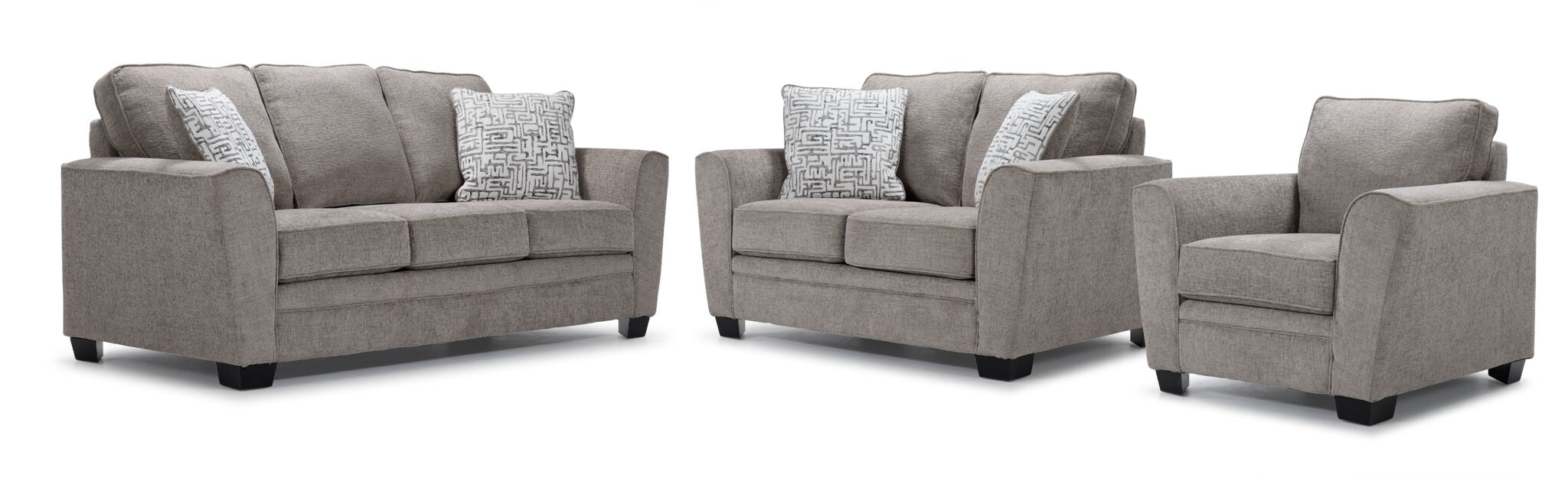 Tilley Sofa, Loveseat and Chair Set - Taupe