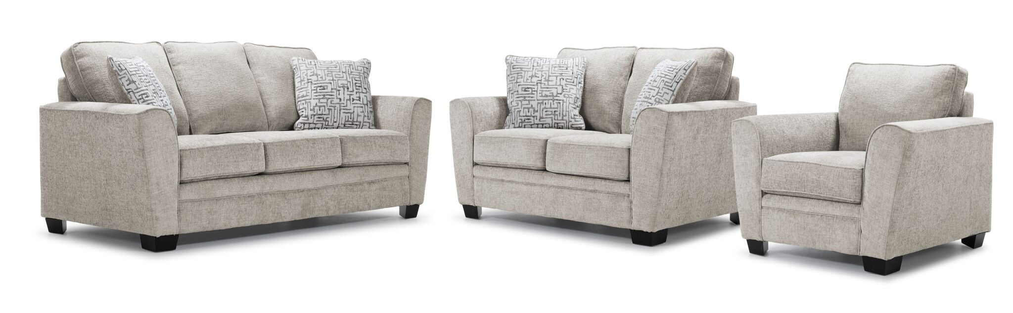 Tilley Sofa, Loveseat and Chair Set - White