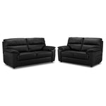 Toscana Leather Sofa and Loveseat Set - Black