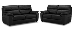 Toscana Leather Sofa and Loveseat Set - Black