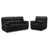 Toscana Leather Sofa and Chair Set - Black