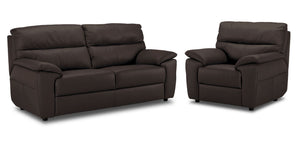 Toscana Leather Sofa and Chair Set - Chocolate