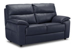 Toscana Leather Sofa, Loveseat and Chair Set - Navy Blue