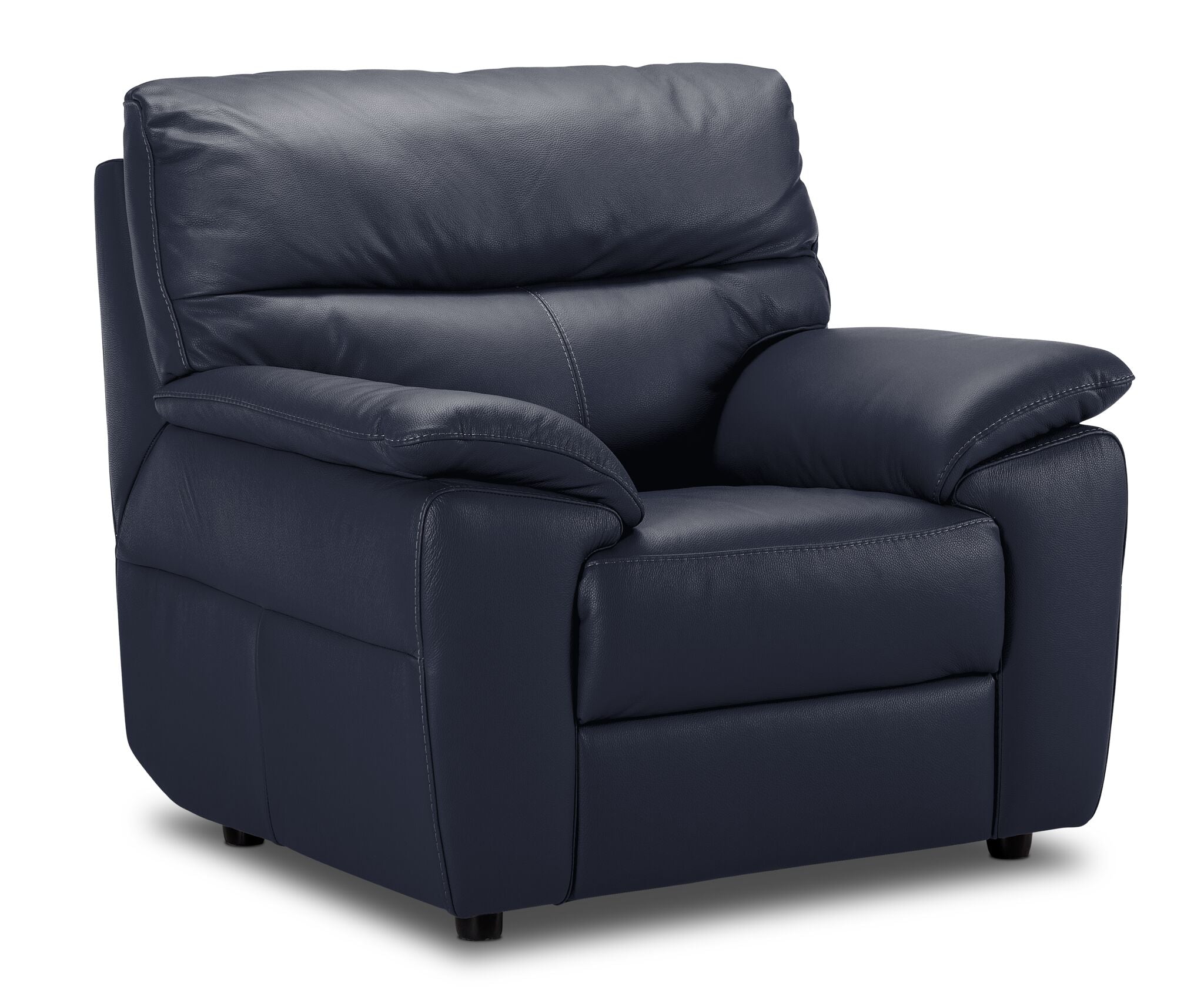 Toscana Leather Sofa, Loveseat and Chair Set - Navy Blue