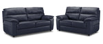 Toscana Leather Sofa and Loveseat Set - Navy Blue
