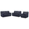Toscana Leather Sofa, Loveseat and Chair Set - Navy Blue