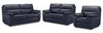 Toscana Leather Sofa, Loveseat and Chair Set - Navy Blue