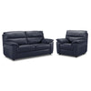 Toscana Leather Sofa and Chair Set - Navy Blue