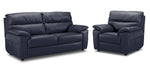 Toscana Leather Sofa and Chair Set - Navy Blue