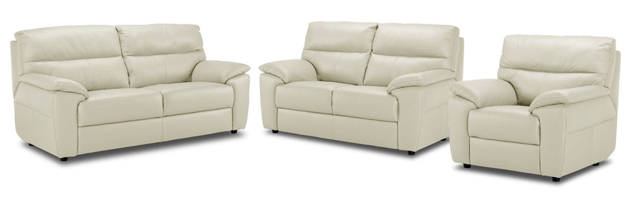 Toscana Leather Sofa, Loveseat and Chair Set - White