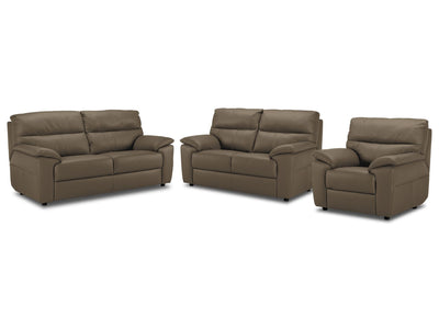 Toscana Leather Sofa, Loveseat and Chair Set - Taupe