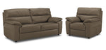 Toscana Leather Sofa and Chair Set - Taupe