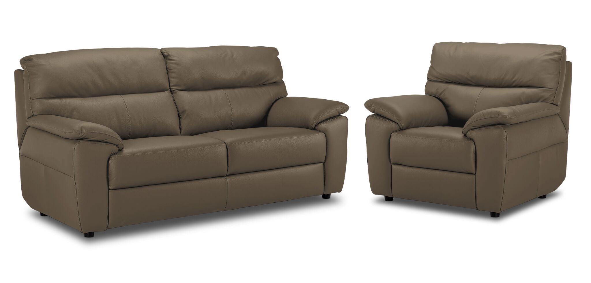 Toscana Leather Sofa and Chair Set - Taupe