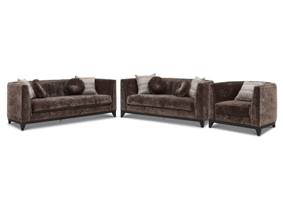 Tresor Sofa, Loveseat and Chair Set - Dark Brown