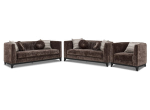 Tresor Sofa, Loveseat and Chair Set - Dark Brown