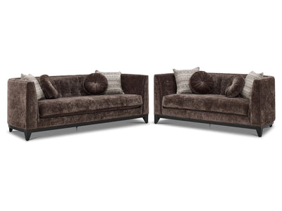 Tresor Sofa and Loveseat Set - Dark Brown