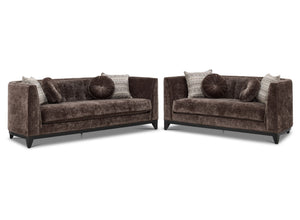 Tresor Sofa and Loveseat Set - Dark Brown