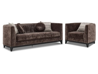 Tresor Sofa and Chair Set - Dark Brown