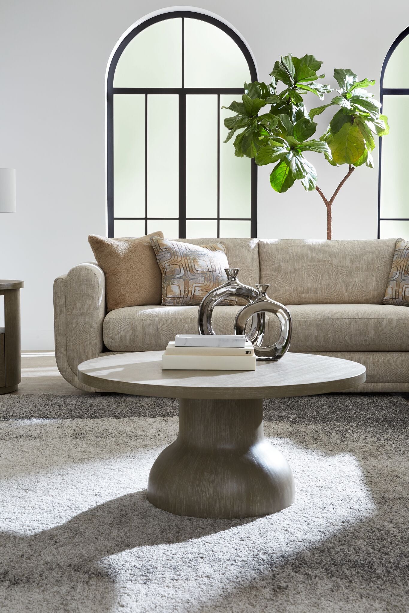 Fresh Perspective Turin 38" Round Coffee Table - Grey