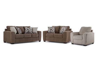 Tuscan Sofa, Loveseat and Chair Set - Brown, Grey