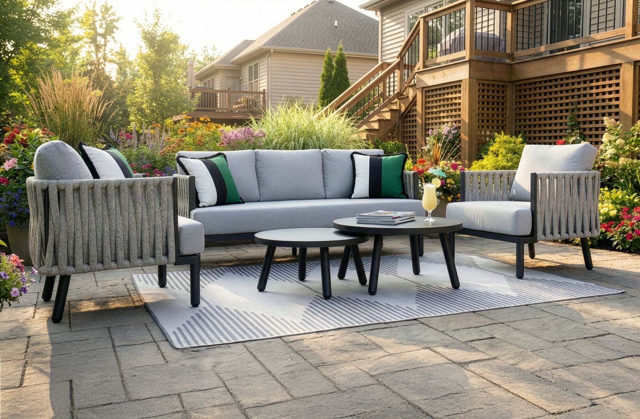 In Full Bloom - Urbana 5-Piece Conversation Set - Grey