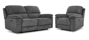 Vandelay Power Reclining Sofa and Chair Set - Grey