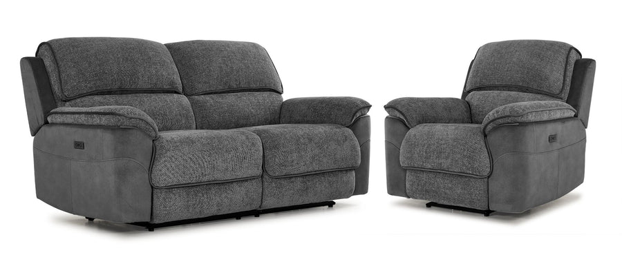 Vandelay Power Reclining Sofa and Chair Set - Grey