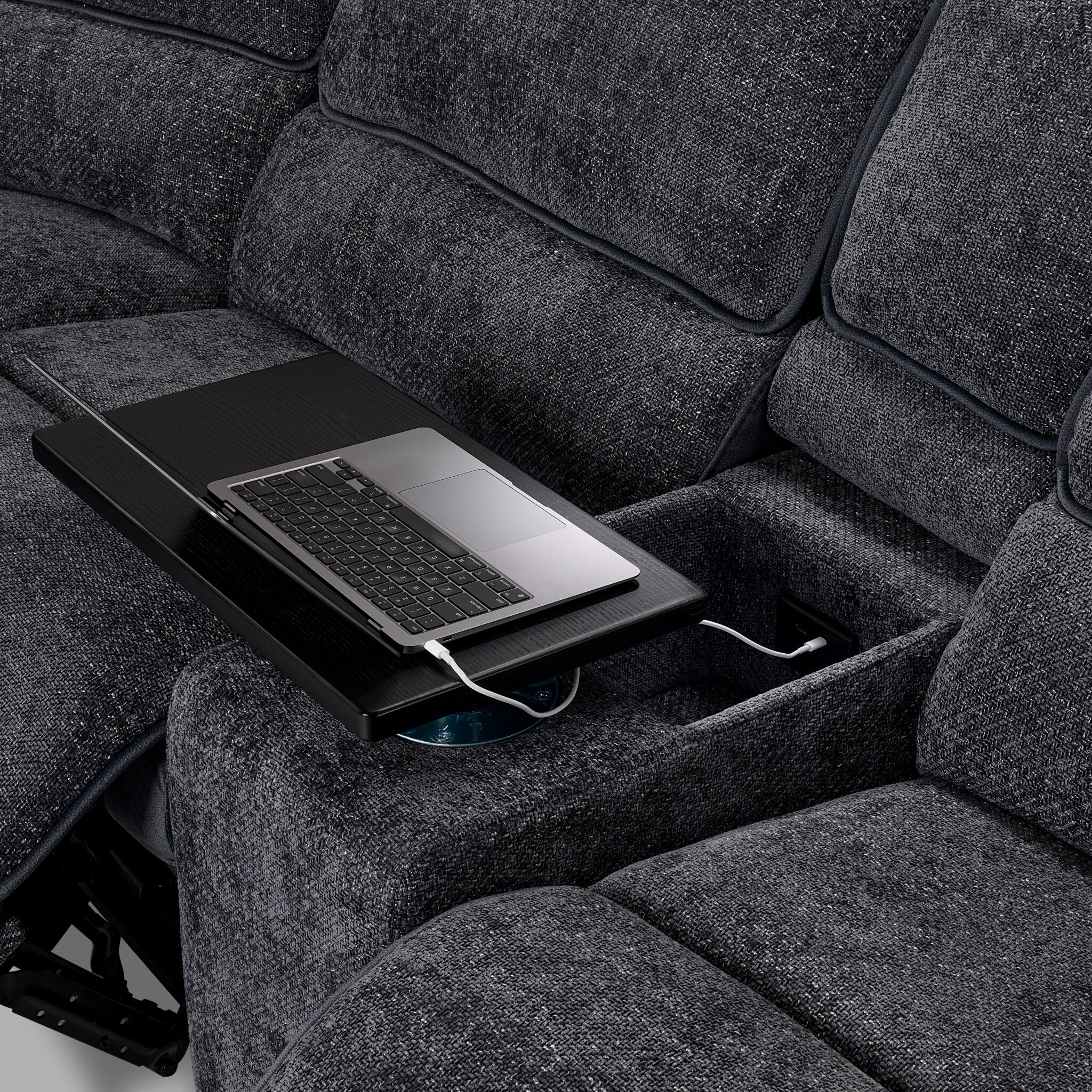 Vandelay 6-Piece Dual Power Reclining Sectional with Console and Reclining Armless Chair - Blue