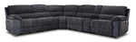 Vandelay 6-Piece Dual Power Reclining Sectional with Console and Reclining Armless Chair - Blue