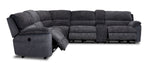 Vandelay 6-Piece Dual Power Reclining Sectional with Console and Reclining Armless Chair - Blue
