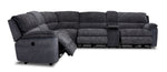Vandelay 6-Piece Dual Power Reclining Sectional with Console and Reclining Armless Chair - Blue