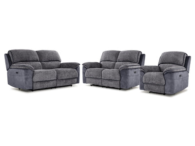 Vandelay Power Reclining Sofa, Loveseat and Chair Set - Blue