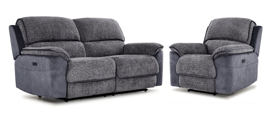 Vandelay Power Reclining Sofa and Chair Set - Blue