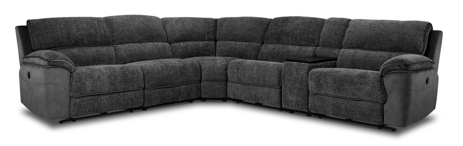 Vandelay 6-Piece Dual Power Reclining Sectional with Console - Grey