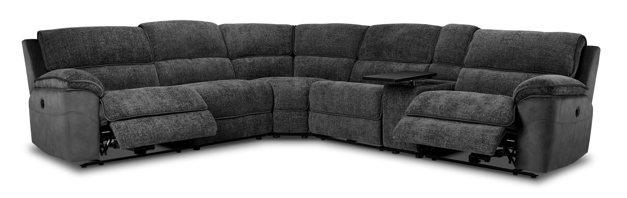 Vandelay 6-Piece Dual Power Reclining Sectional with Console - Grey