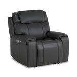 Velocity Power Reclining Home Theatre Recliner - Dark Grey angled view with padded headrest, arms and power controls