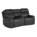 Velocity 3-Piece Leather Power Reclining Home Theatre Seating - Dark Grey with two seats, wedge console and padded headrests