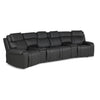 Velocity 6 - Piece Leather Power Reclining Home Theatre Seating with 2 Wedge Consoles - Dark Grey