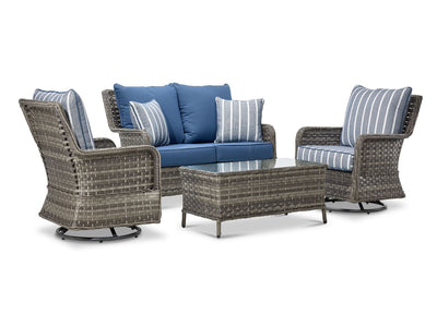Veranda 4-Piece Outdoor Conversation Set - Grey, Blue