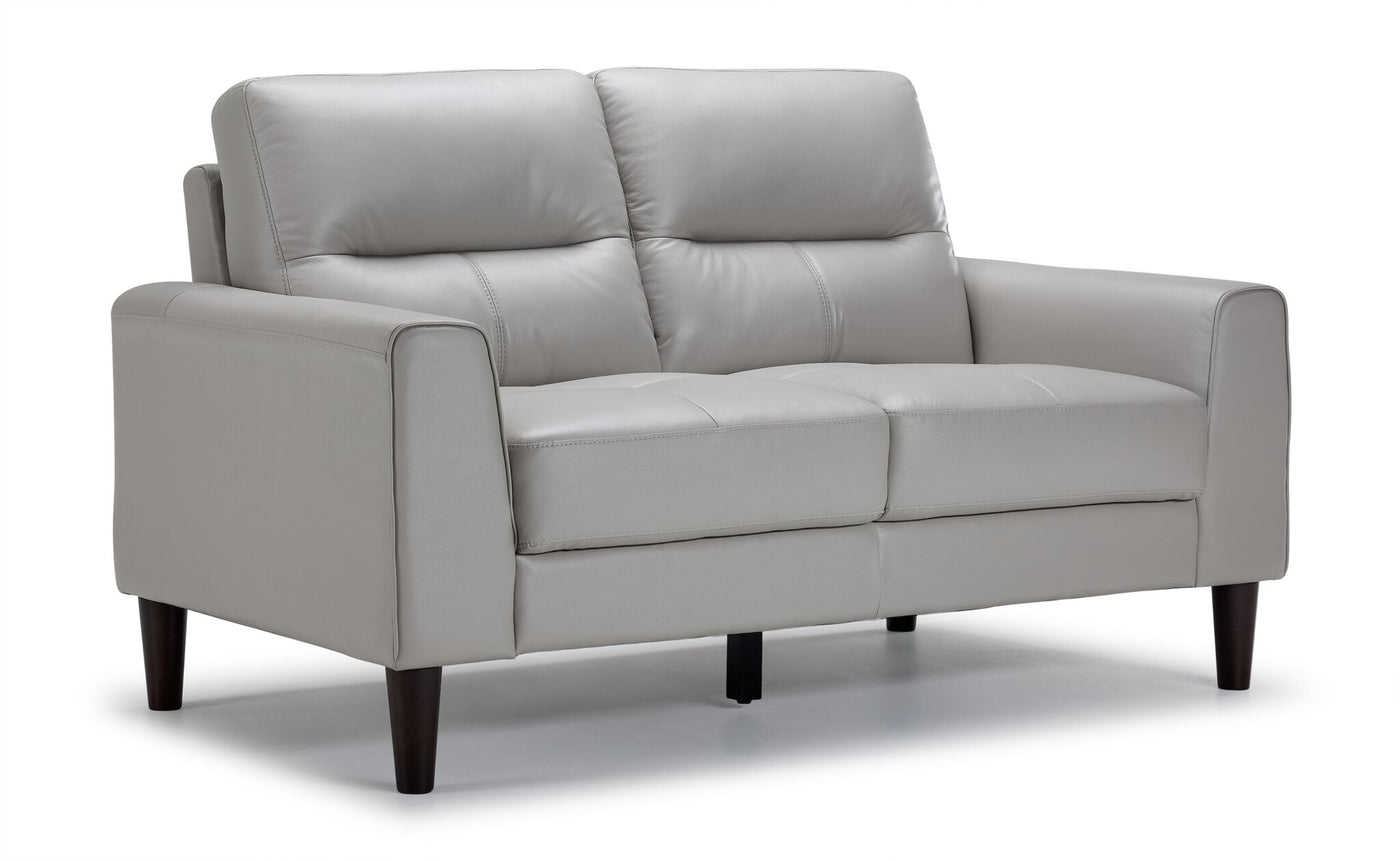 Verissimo Leather Sofa and Loveseat Set - Silver