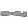 Verissimo Leather Sofa, Loveseat and Chair Set - Silver