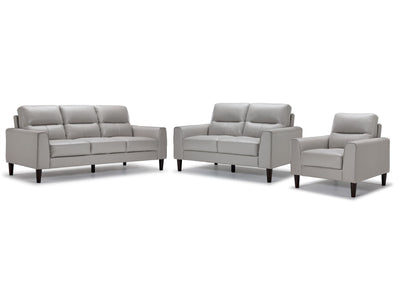 Verissimo Leather Sofa, Loveseat and Chair Set - Silver