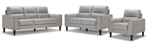 Verissimo Leather Sofa, Loveseat and Chair Set - Silver