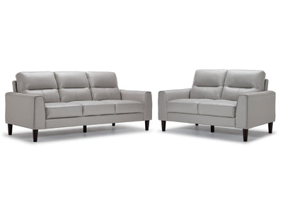 Verissimo Leather Sofa and Loveseat Set - Silver