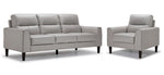 Verissimo Leather Sofa and Chair Set - Silver